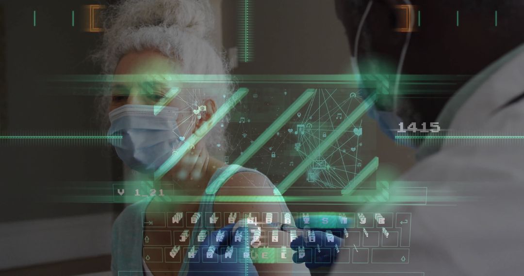 Futuristic Medical Technology Scene with Doctor and Patient Hologram