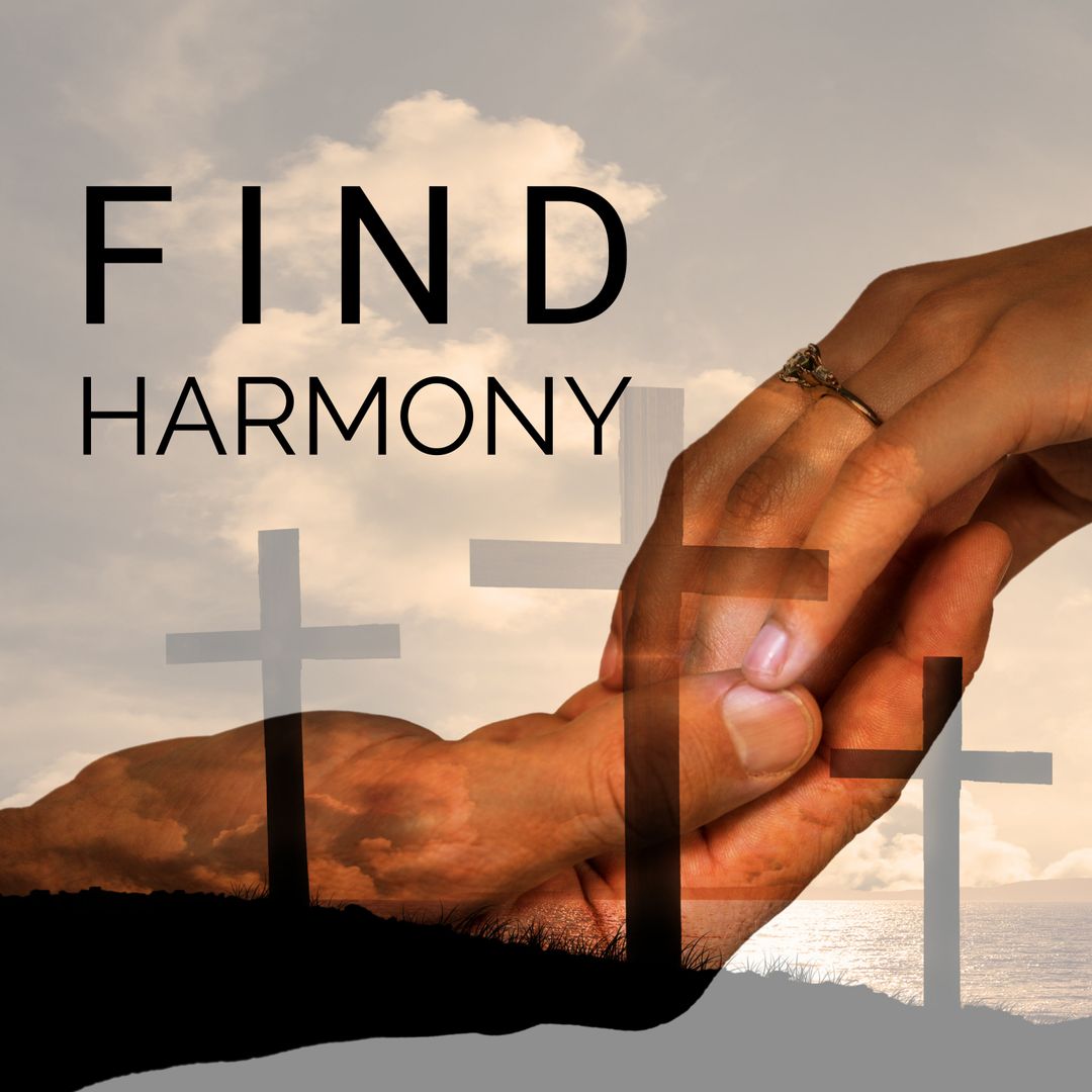 Hands Clasped at Sunset Symbolizing Harmony and Peace