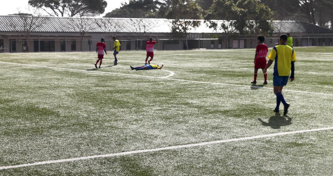 Teen Soccer Players in Intense Practice Session on Field