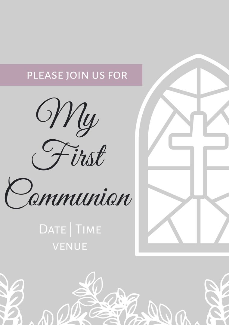 Elegant First Communion Invitation with Church Window Design
