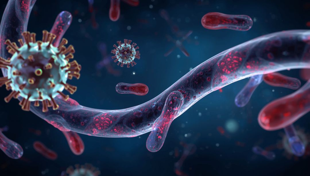 Floating Virus and Red Microbes in Microscopic Fluid Environment