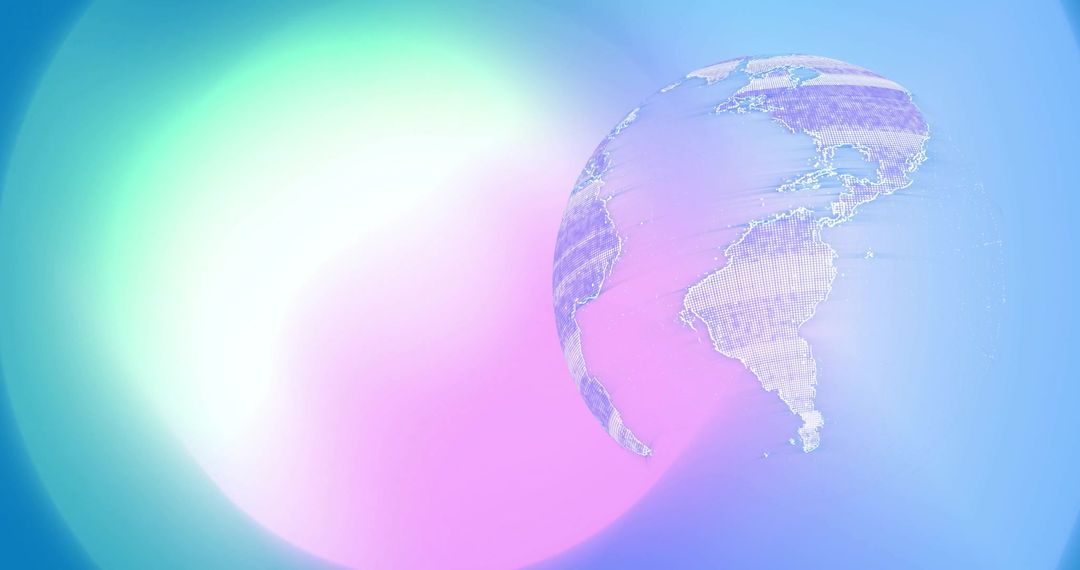 Digital Spinning Globe with Neon Light Effects Technology Concept