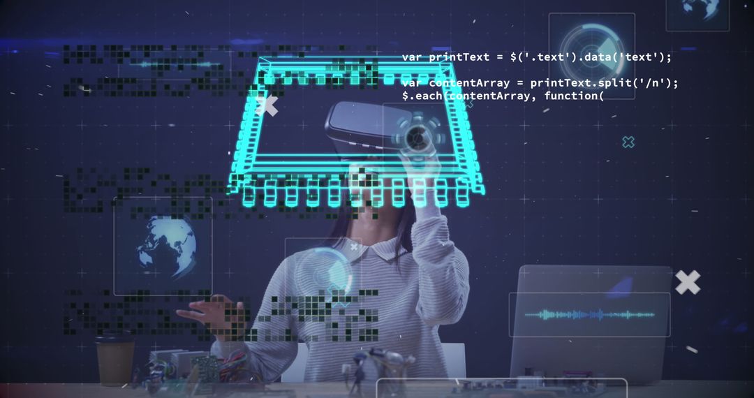 Immersive Data Analytics: Businesswoman Using VR Technology