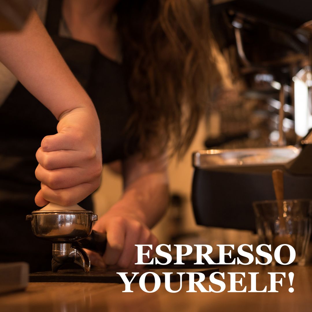 Barista Crafting Espresso in Coffee Shop Counter
