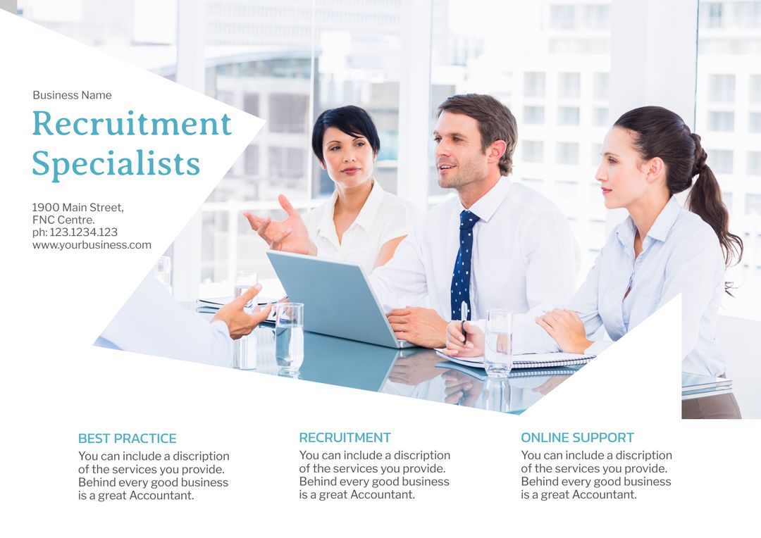 Corporate Team Engaged in Strategy Discussion for Recruitment Services