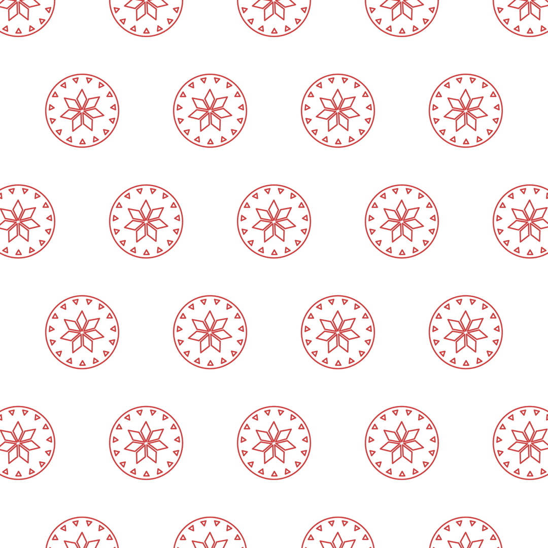Abstract Red Floral Pattern on Transparent Background