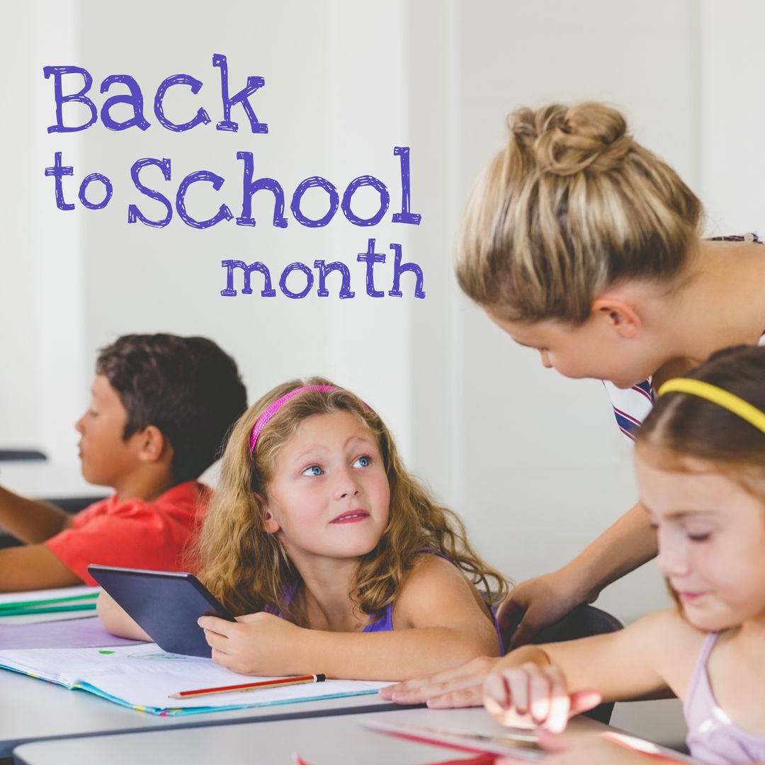 Teacher Engaging with Students in Classroom for Back to School Month