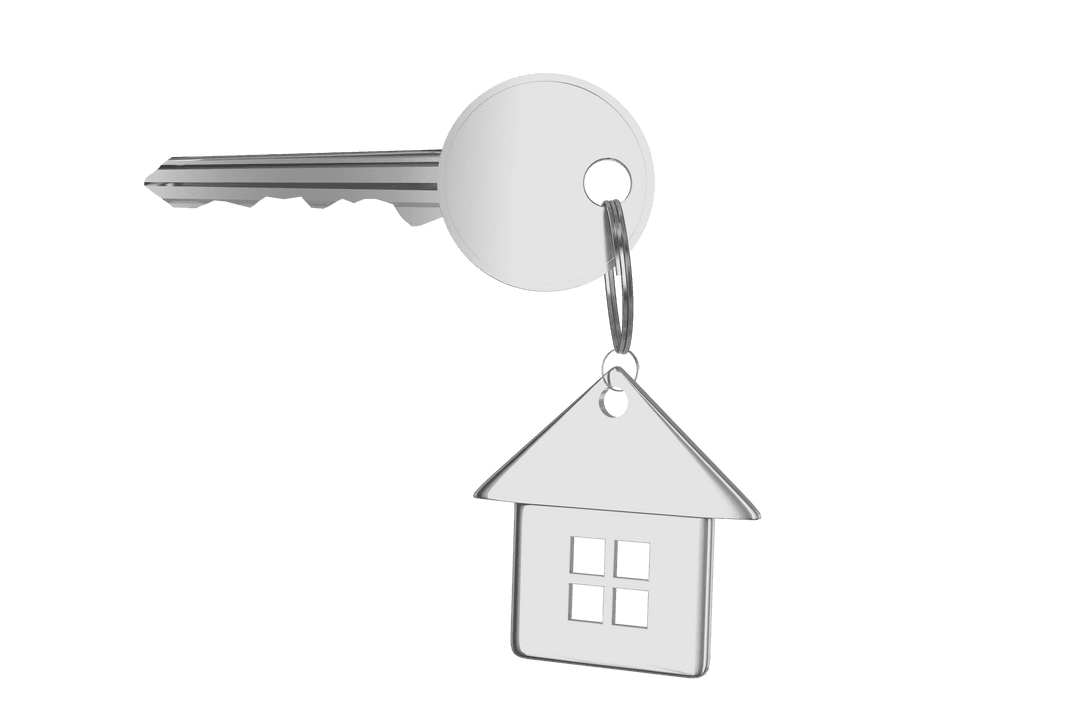 Transparent Silver Key with House Ring for Real Estate and Security