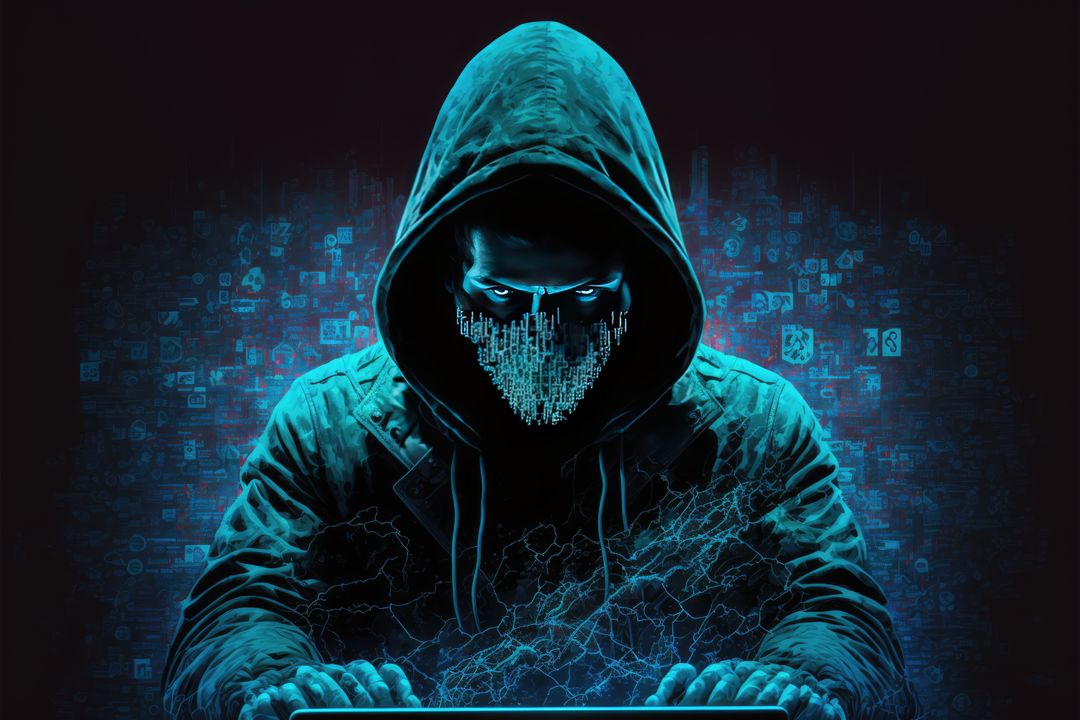 Hacker in Dark Hoodie with Digital Elements - Free Images, Stock Photos and Pictures on Pikwizard.com