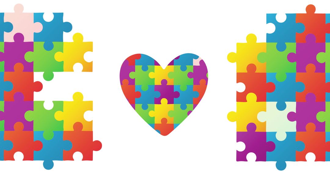 Autism Awareness Puzzle Heart on White Background