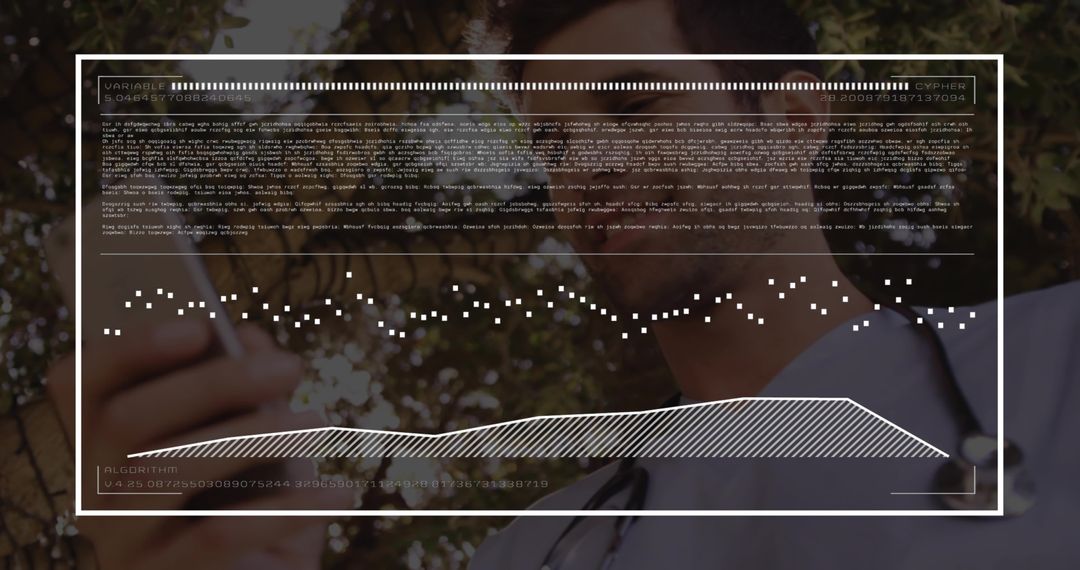 Doctor Wearing Scrubs Using Smartphone Connected to Dynamic Data Interface Outdoors