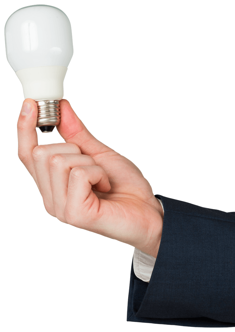 Hand Holding Transparent Energy Saving Light Bulb