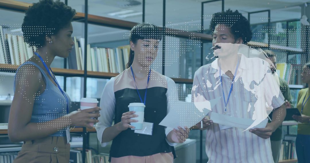 Professional Team Collaborating in Modern Office Library