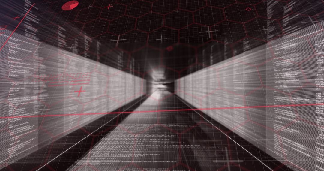Futuristic Digital Corridor in Virtual Reality Simulation