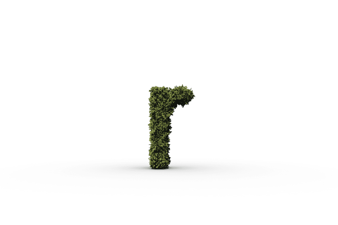 Transparent Nature Inspired Letter R with Grass Texture