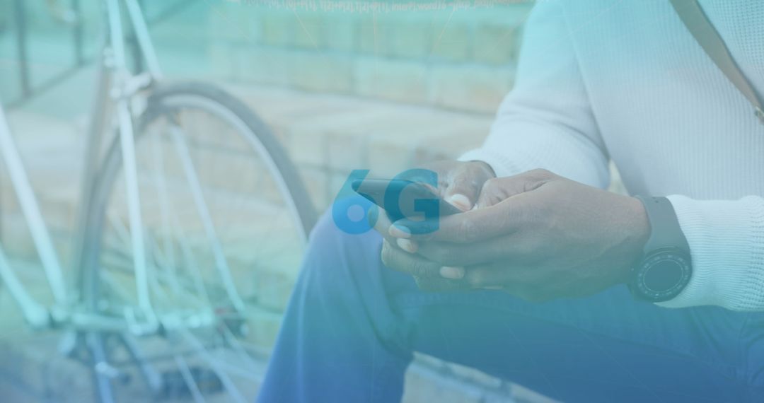 Person Exploring 6G Technology on Smartphone Outdoors