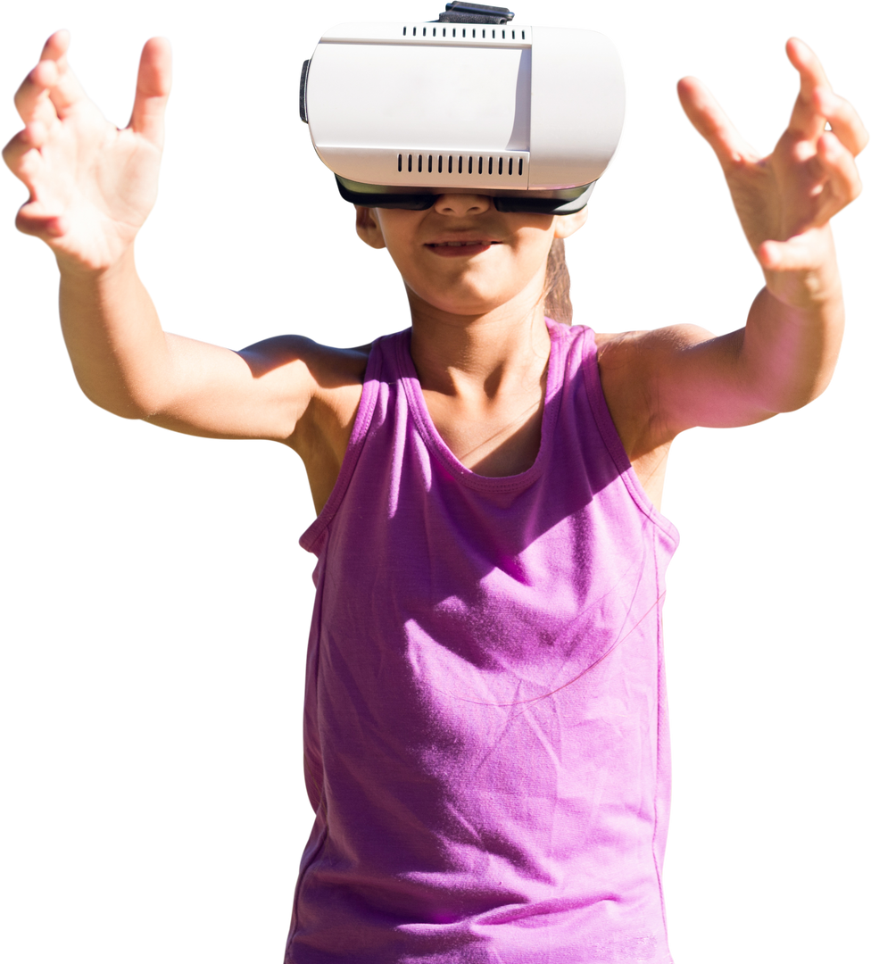 Caucasian Girl Immersed in Virtual Reality with Transparent Background - Download Free Stock Images Pikwizard.com