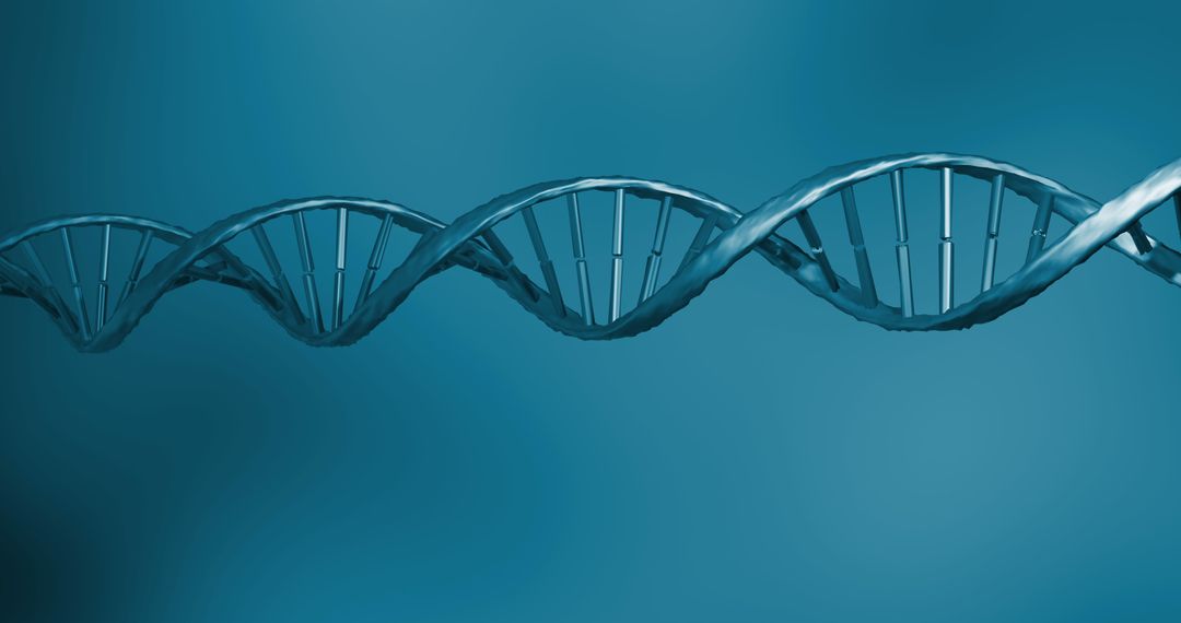 Blue DNA Strand in Motion Reflecting Genetic Science