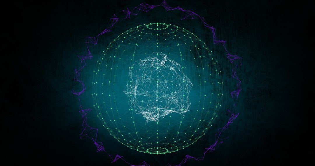 Digital Integration Network Sphere on Dark Background