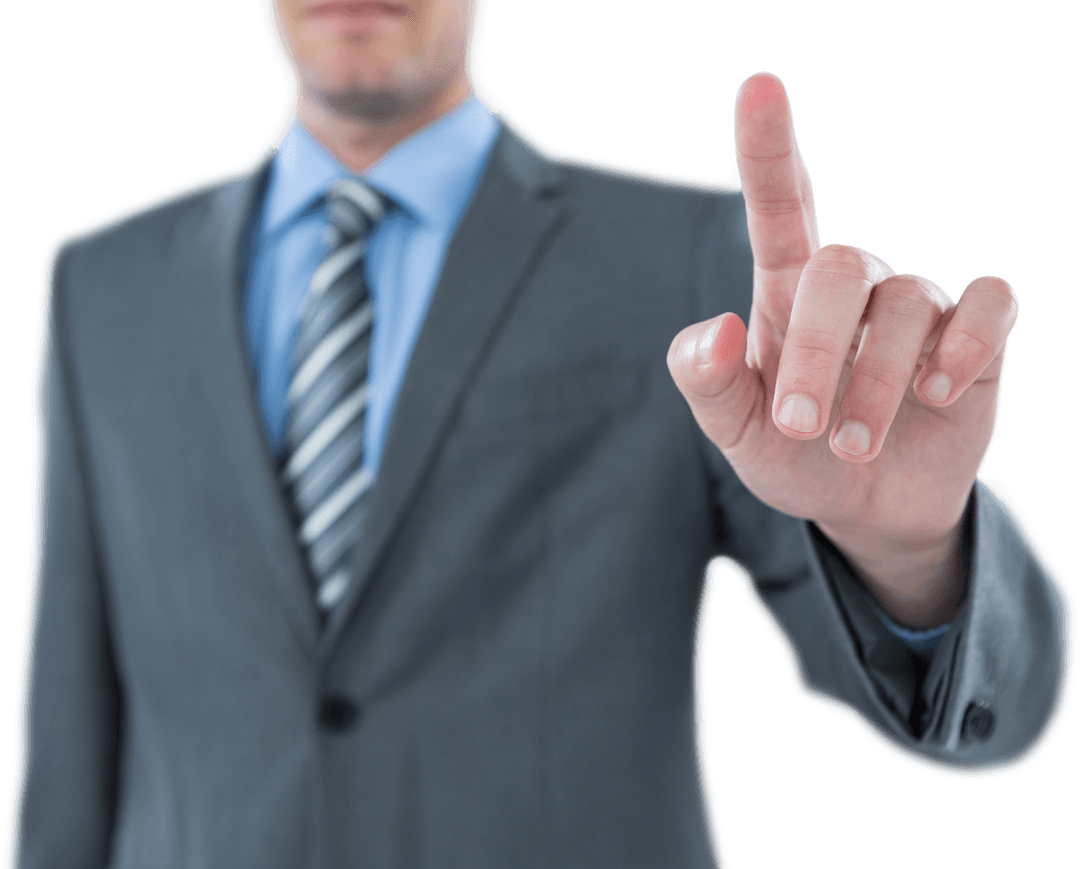 Businessman pointing at transparent virtual screen touch interface
