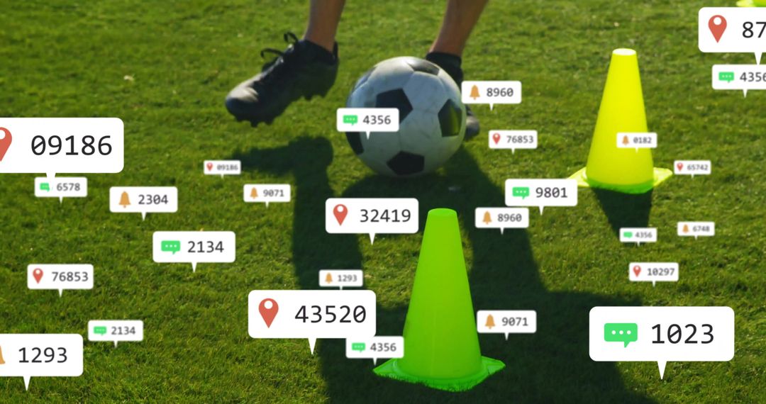 Football Player with Social Media Analytics Overlay