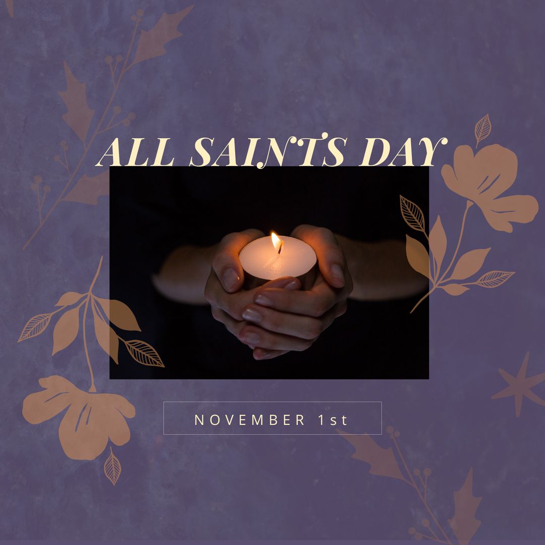 All Saints Day Candlelight Remembrance with Text Overlay