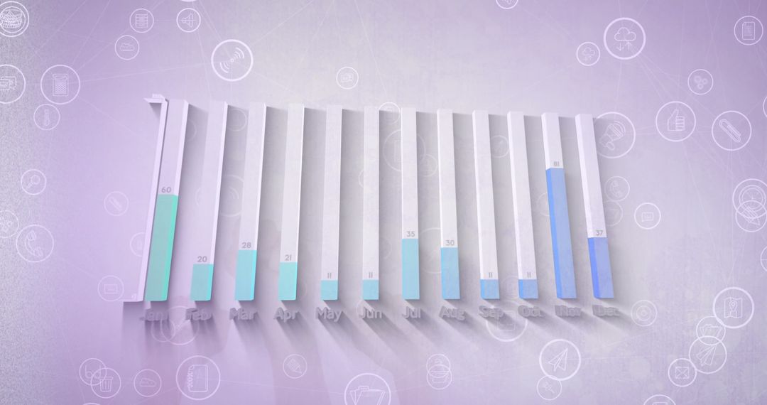 Financial Data Analysis Concept with Digital Icons and Bar Graphs
