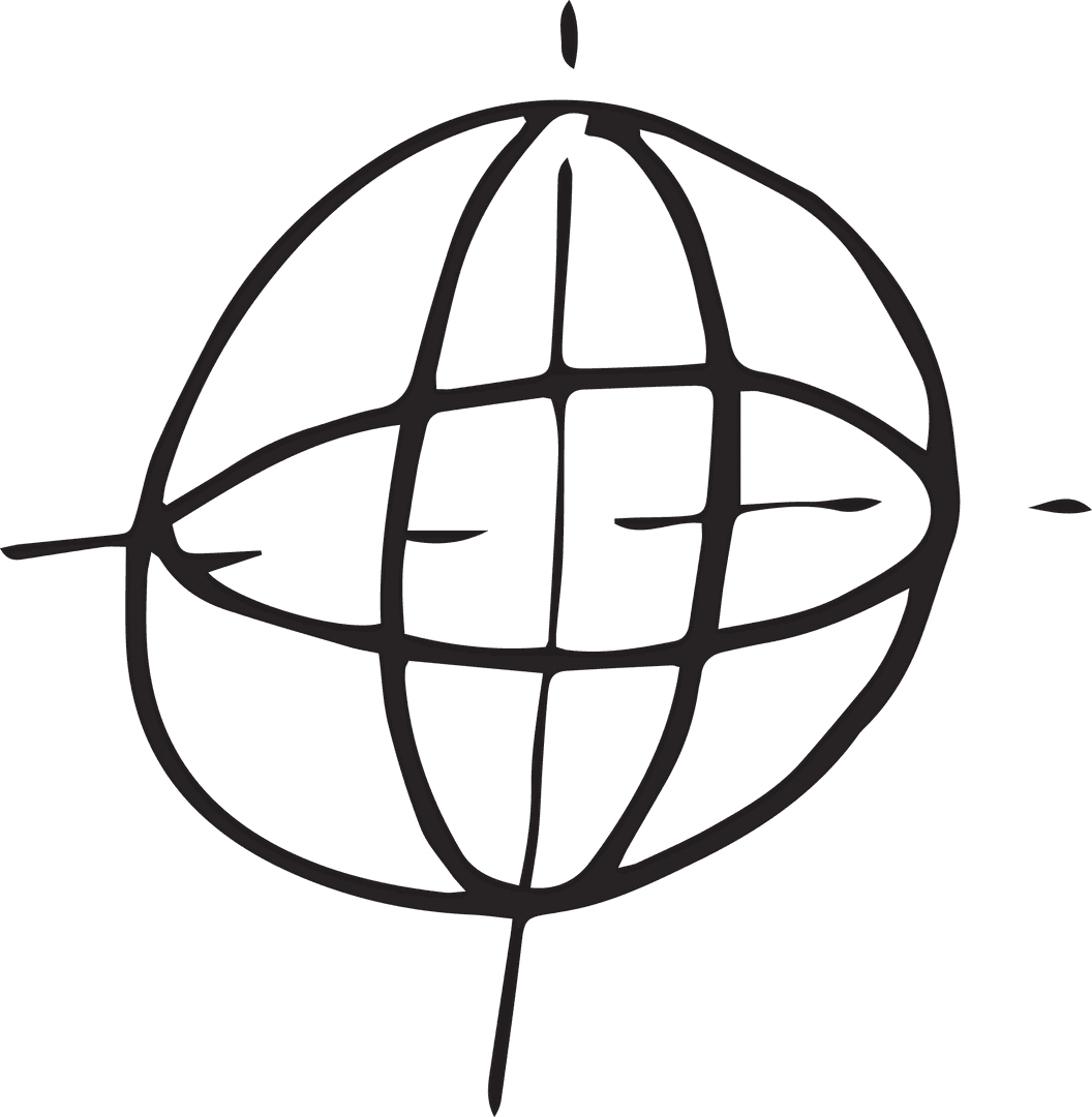Abstract Transparent Globe with Crossed Lines and Balanced Arrows