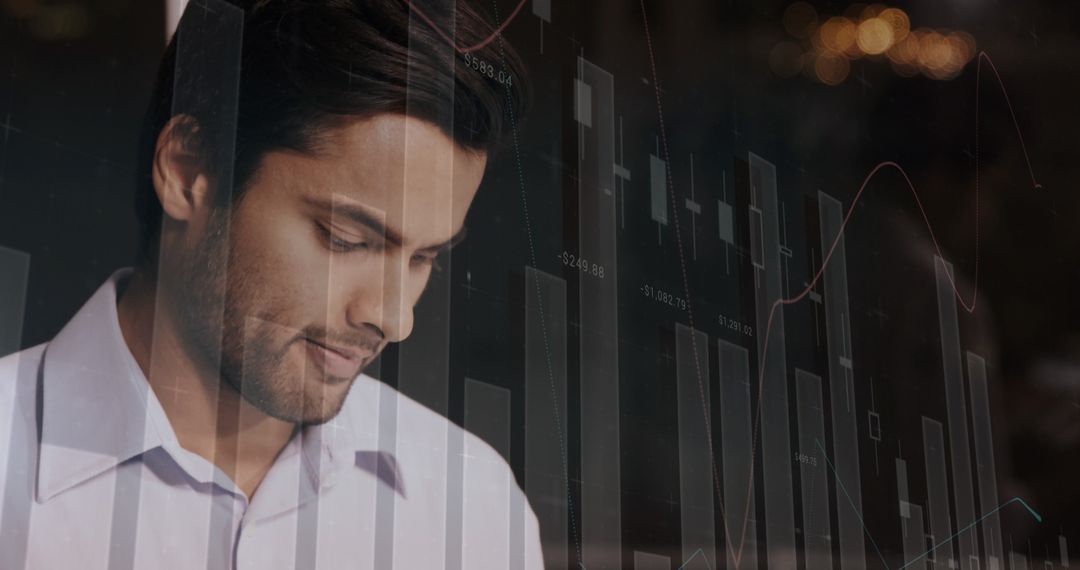 Confident Businessman Analyzing Financial Data Transparently