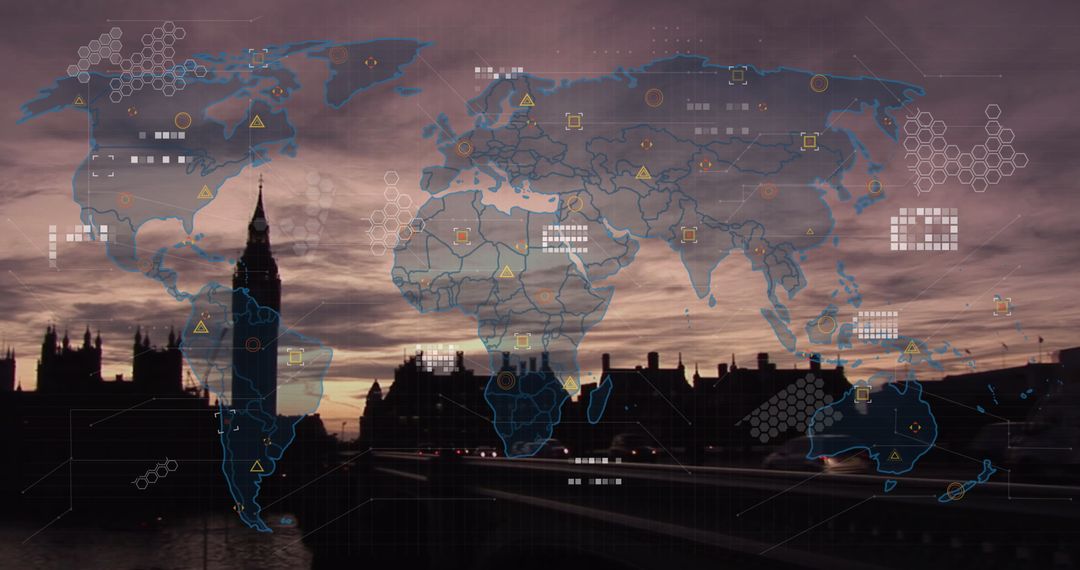 Global Data Networking with City Skyline
