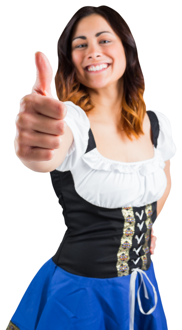 Smiling Woman in Traditional Oktoberfest Dress Giving Thumbs Up, Transparent Background - Download Free Stock Images Pikwizard.com