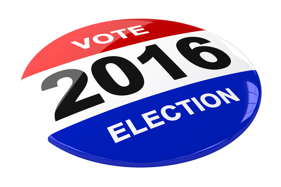 Transparent 2016 Election Campaign Button with Vote Text