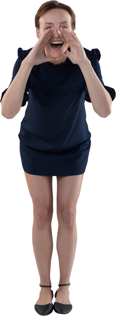 Joyful Businesswoman Shouting on Transparent Background