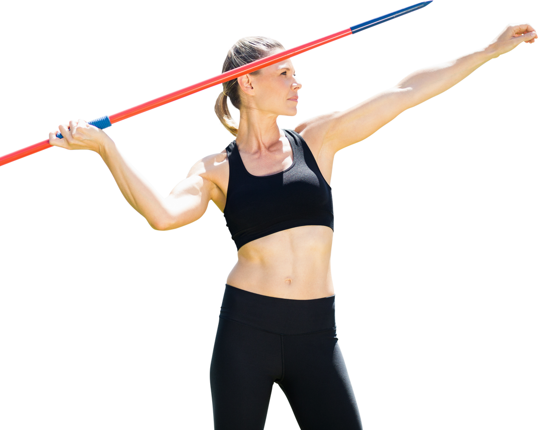 Confident Sportswoman Holding Javelin on Transparent Background - Download Free Stock Images Pikwizard.com