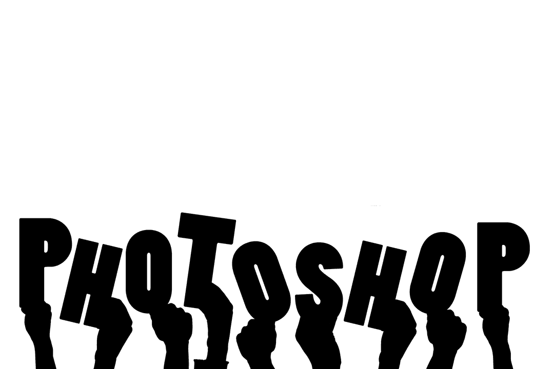 Transparent Silhouette of Hands Holding Photoshop Text