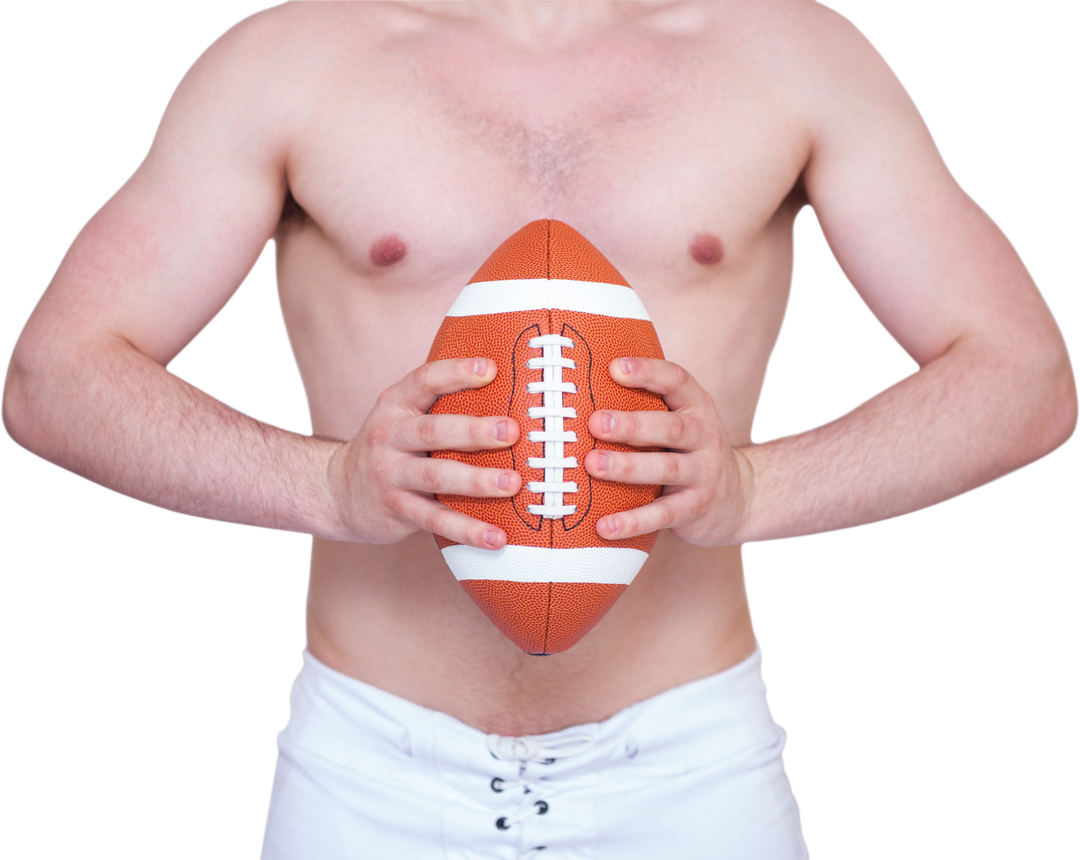 Shirtless American Football Player Holding Ball PNG Transparent Background - Download Free Stock Images Pikwizard.com