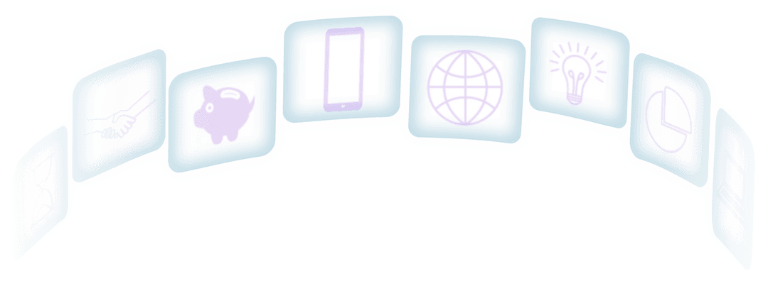 Icons with Transparent Background in Modern Arc Layout