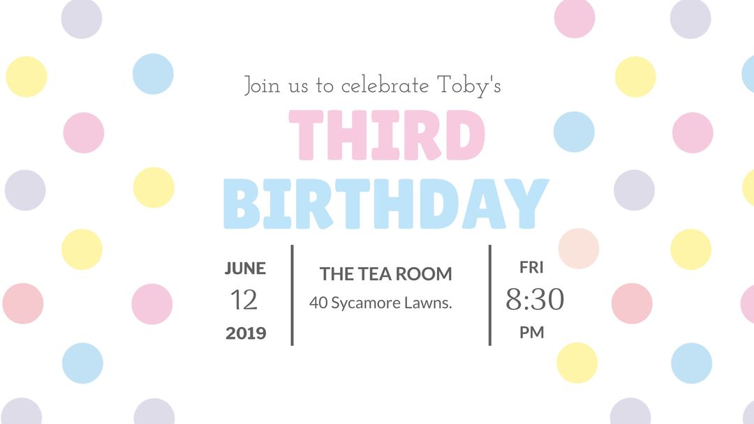 Polka-Dotted Birthday Invitation for Toddler Celebrations - Download Free Stock Templates Pikwizard.com