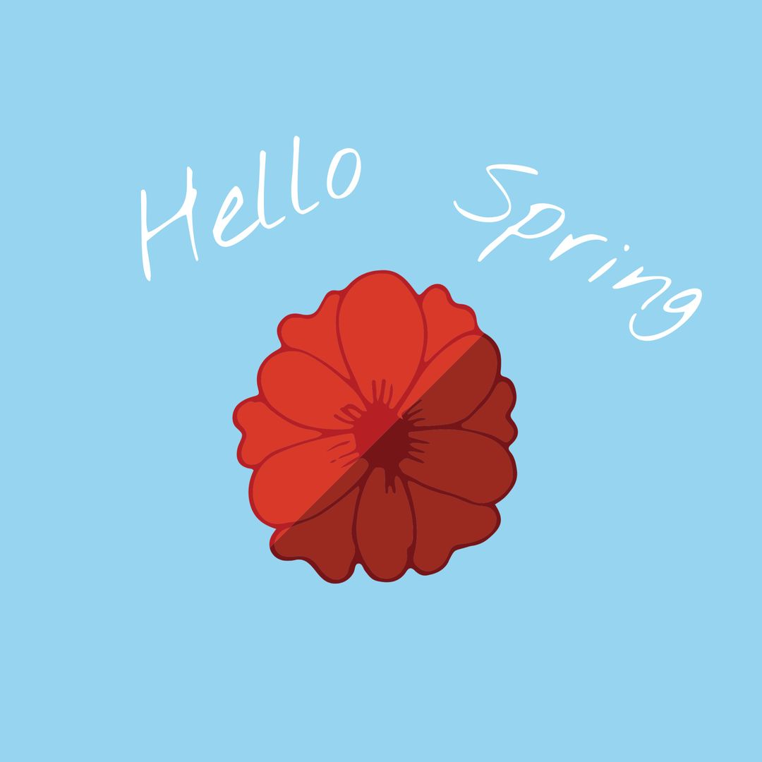 Vibrant Red Flower Welcoming Spring Against Blue Background