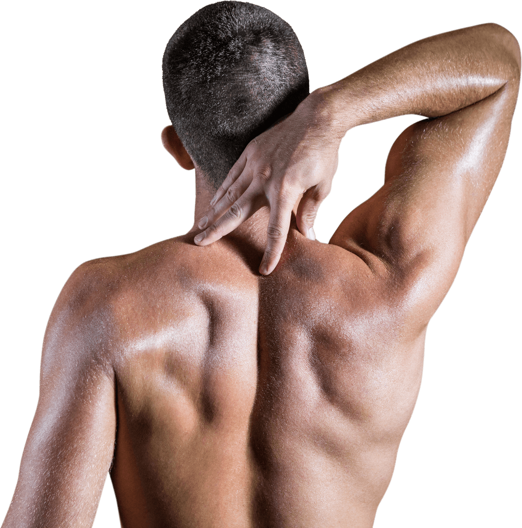 Transparent Back View of Athlete Inhaling After Intense Workout