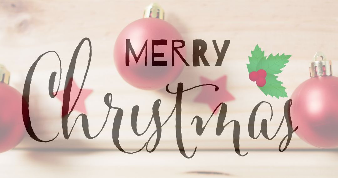 Merry Christmas Message Over Red Ornament Decorations