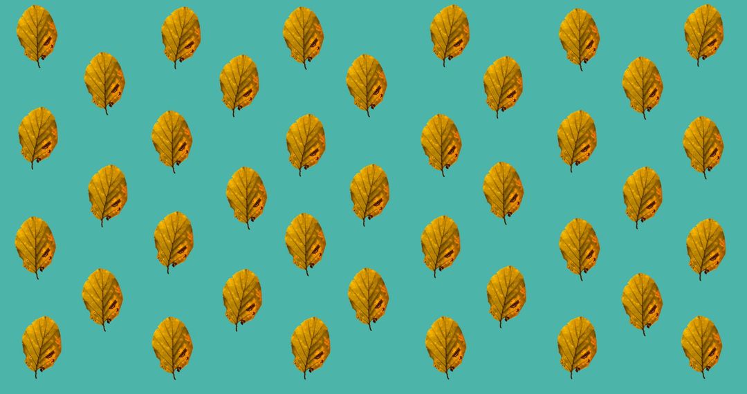 Bright Autumn Leaves Seamless Pattern on Blue Background