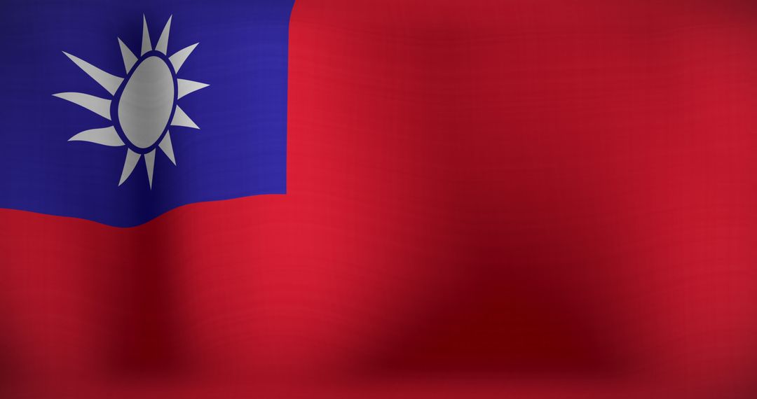 Taiwan Flag Gently Waving Against Clear Background