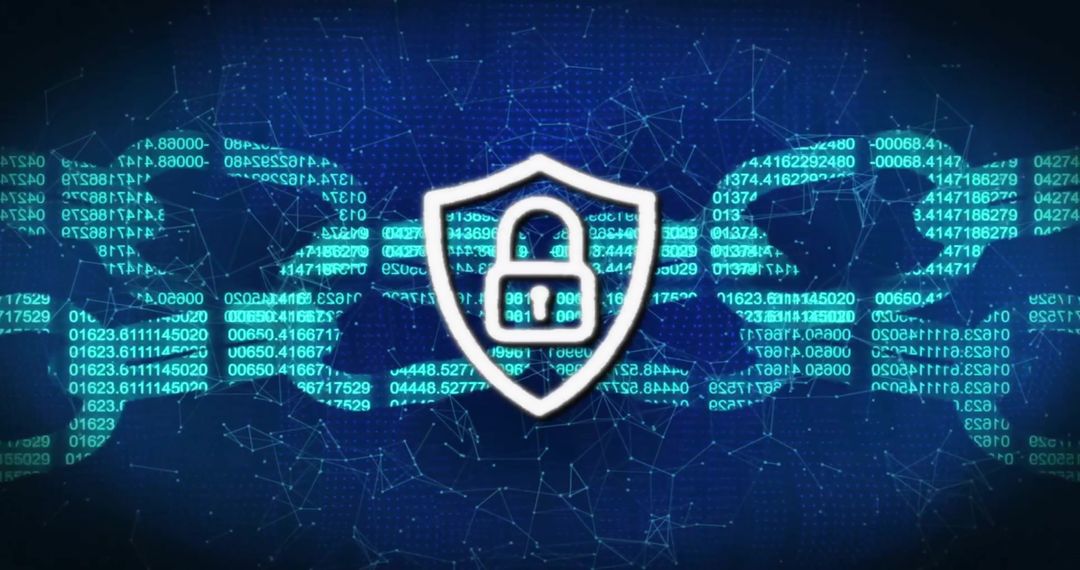 Cybersecurity Shield Locking Digital Data Encrypted Connections