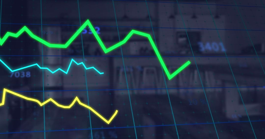 Dynamic Stock Market Visual in Modern Office Setting