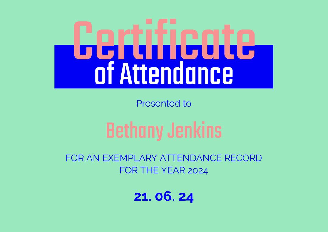 Modern Student Attendance Certificate Template - Download Free Stock Templates Pikwizard.com