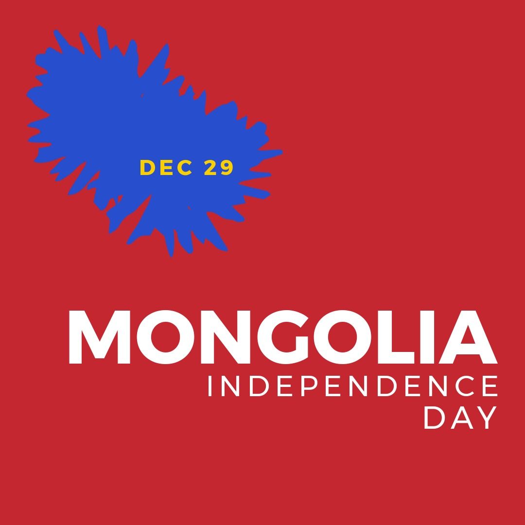 Mongolia Independence Day Celebration Poster with Date on Red Background - Download Free Stock Templates Pikwizard.com