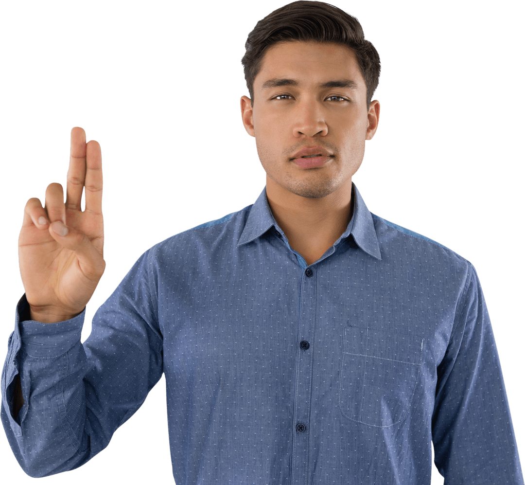 Professional Young Man Standing Making Confident Gesture Against Transparent Background