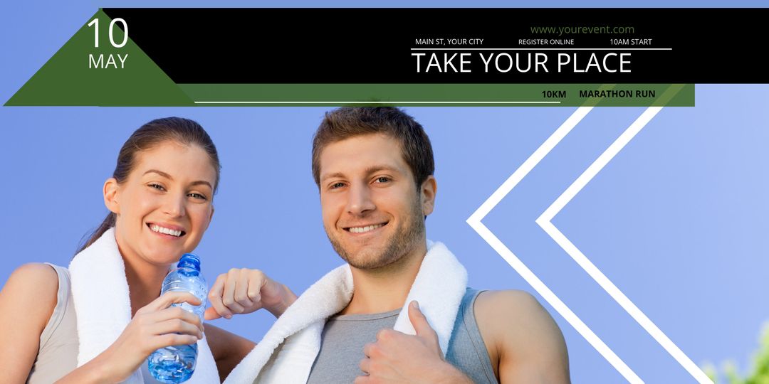 Smiling Couple Promoting Marathon Participation