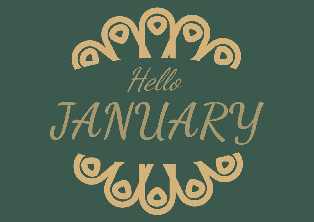 Digital composite image of hello january text with abstract pattern on gray background - Free Images, Stock Photos and Pictures on Pikwizard.com